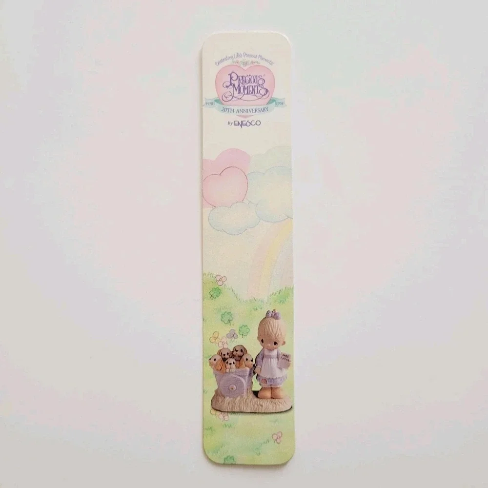 Vintage 90s Precious Moments Bookmark Girl Dogs Cottagecore, 1998 Enesco PCC477A